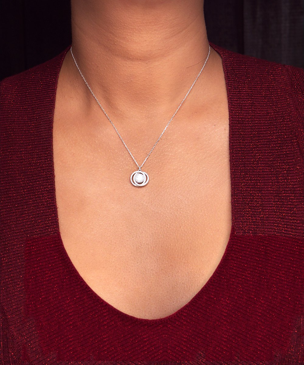 To Mom Double Crystal Circle Necklace - Emavo Gift
