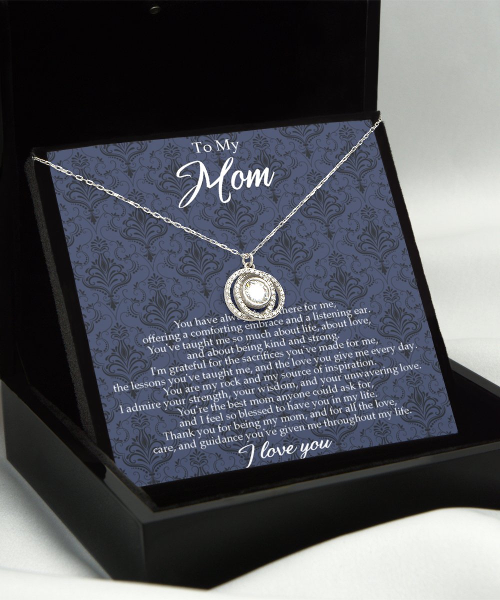 To Mom Double Crystal Circle Necklace - Emavo Gift