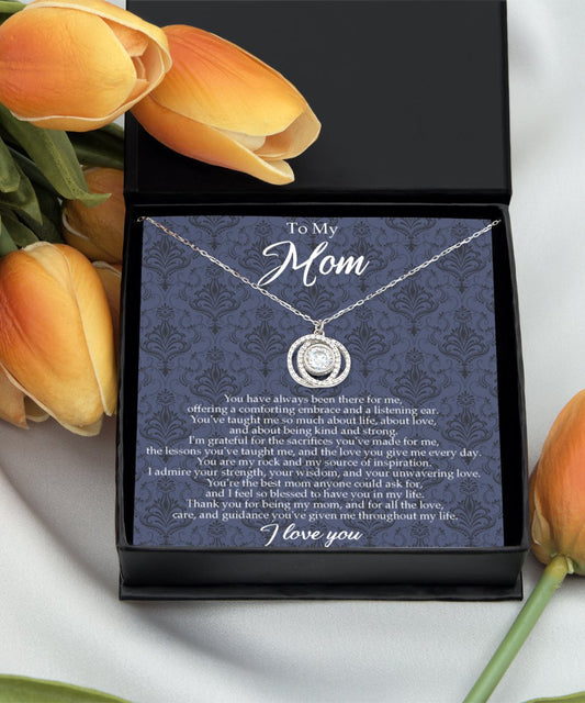 To Mom Double Crystal Circle Necklace - Emavo Gift