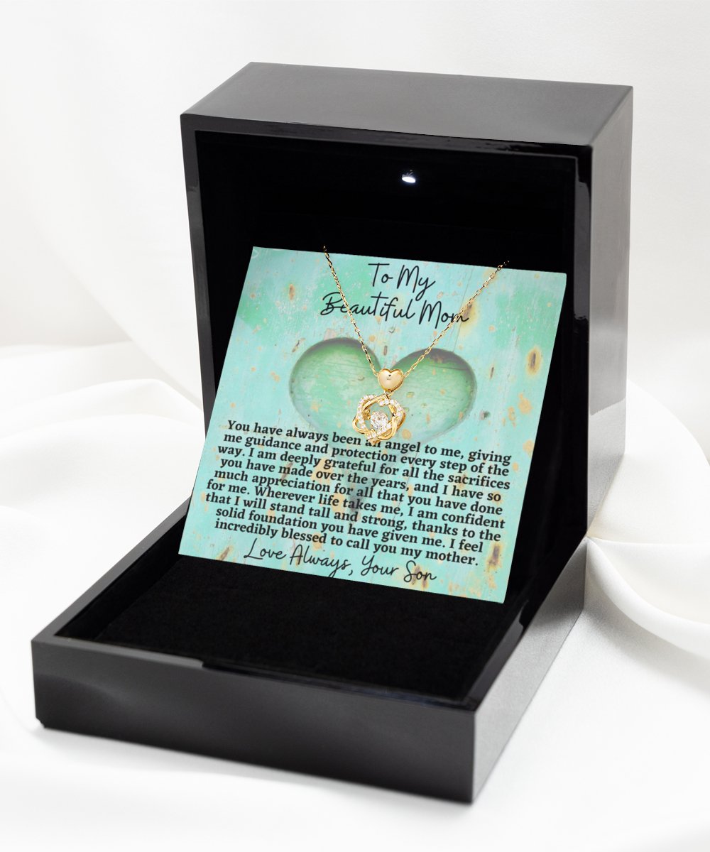 To Mom From Son Heart Knot Gold Necklace - Emavo Gift