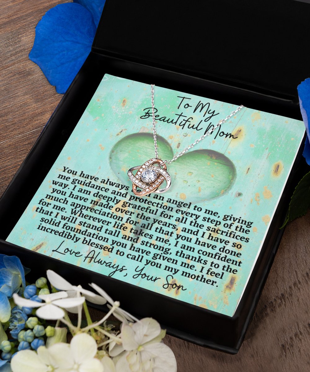 To Mom From Son Love Knot Gold Necklace - Emavo Gift