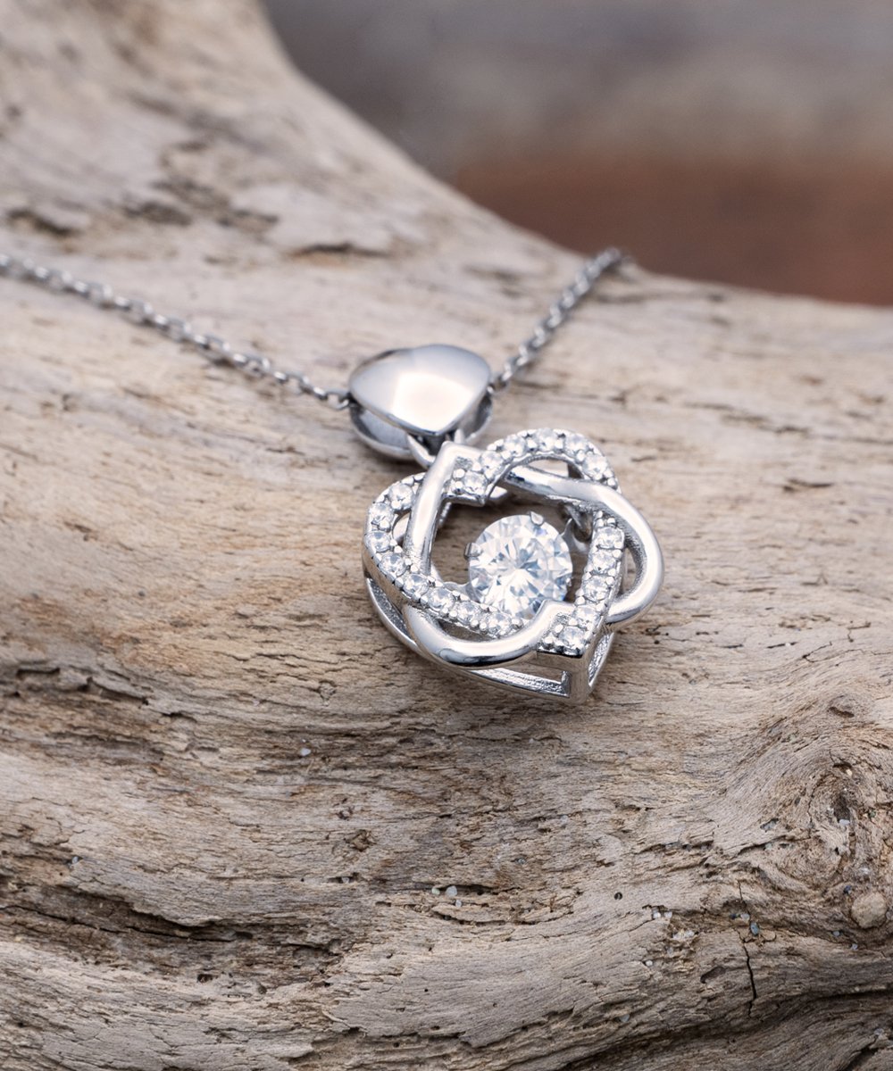 To My Granddaughter Heart Knot Silver Necklace - Emavo Gift