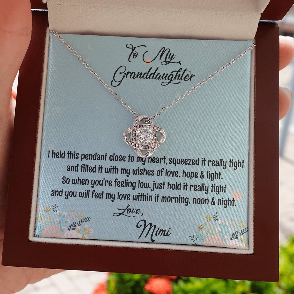 To My Granddaughter Love Mimi I Hold This Pendant Love Knot Necklace - Emavo Gift