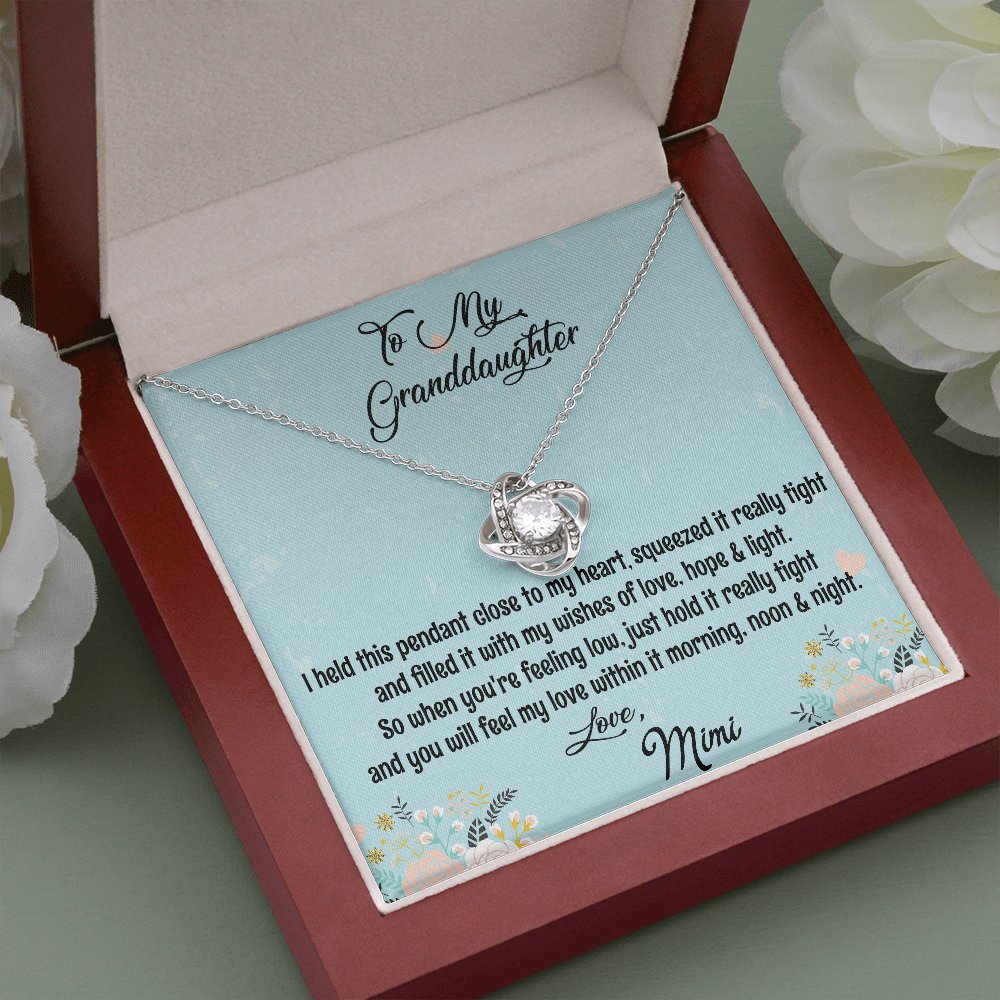 To My Granddaughter Love Mimi I Hold This Pendant Love Knot Necklace - Emavo Gift