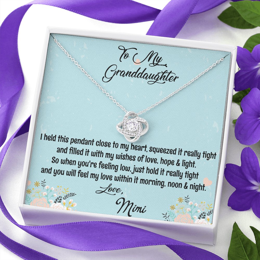 To My Granddaughter Love Mimi I Hold This Pendant Love Knot Necklace - Emavo Gift