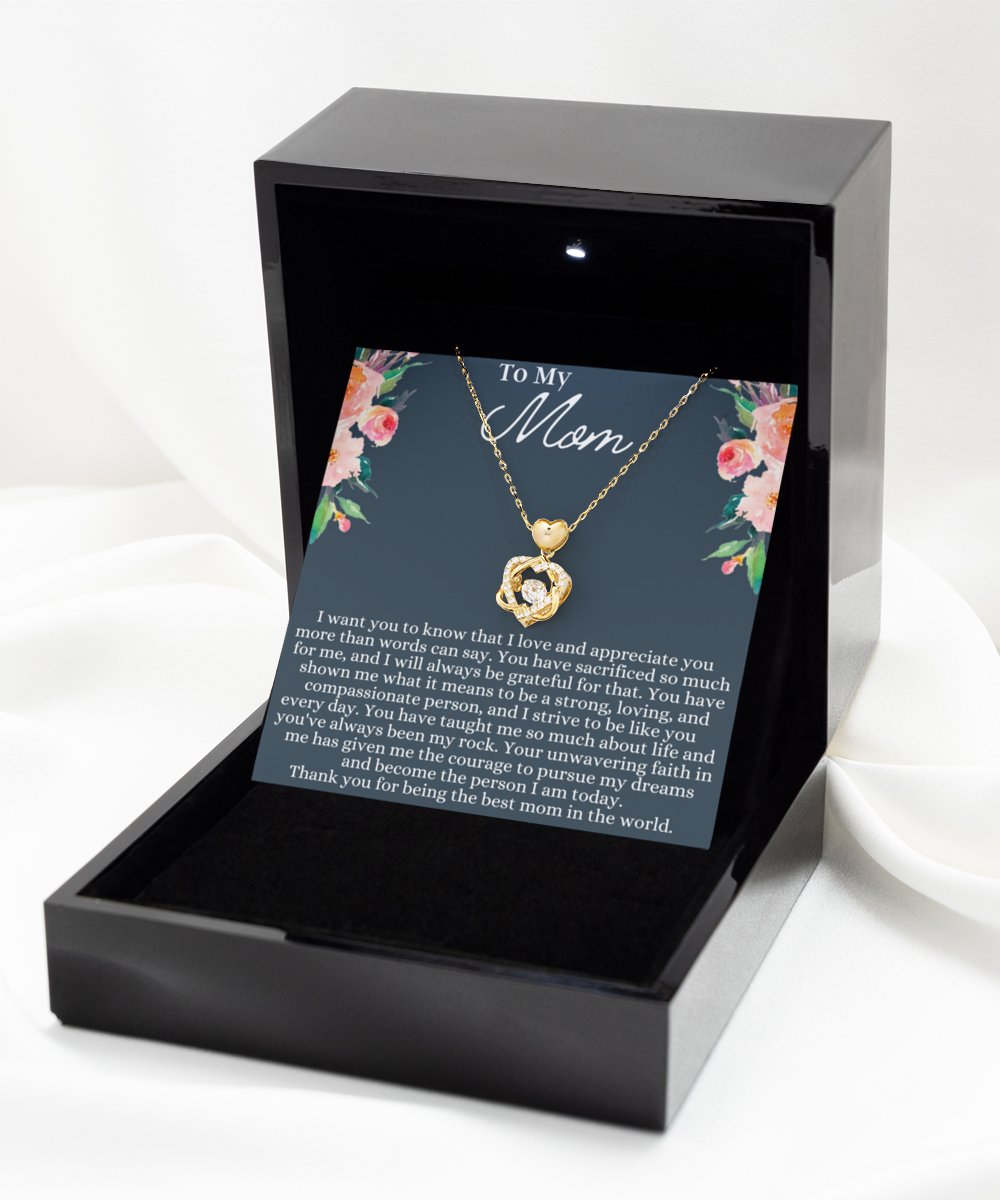 To My Mom Heart Knot Gold Necklace - Emavo Gift