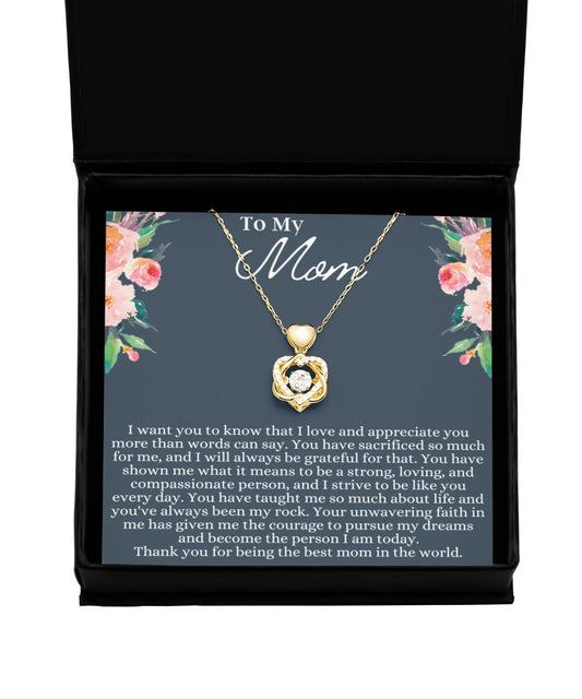 To My Mom Heart Knot Gold Necklace - Emavo Gift