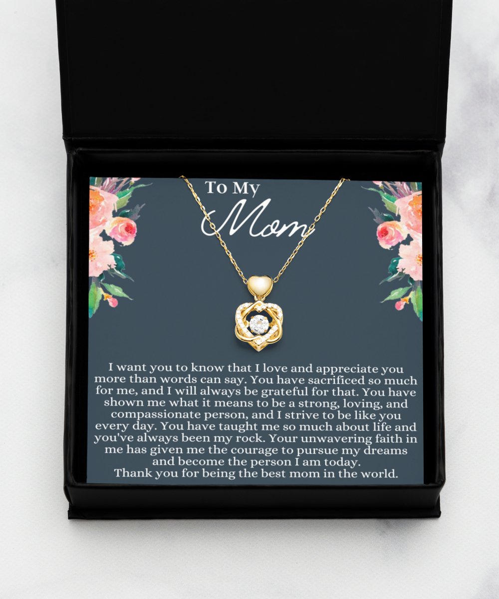 To My Mom Heart Knot Gold Necklace - Emavo Gift