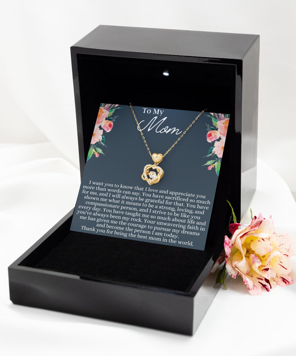 To My Mom Heart Knot Gold Necklace - Emavo Gift