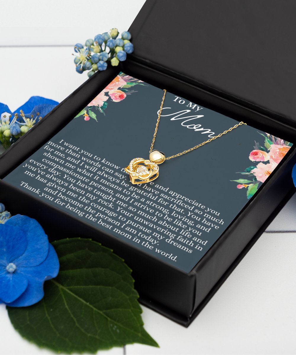 To My Mom Heart Knot Gold Necklace - Emavo Gift