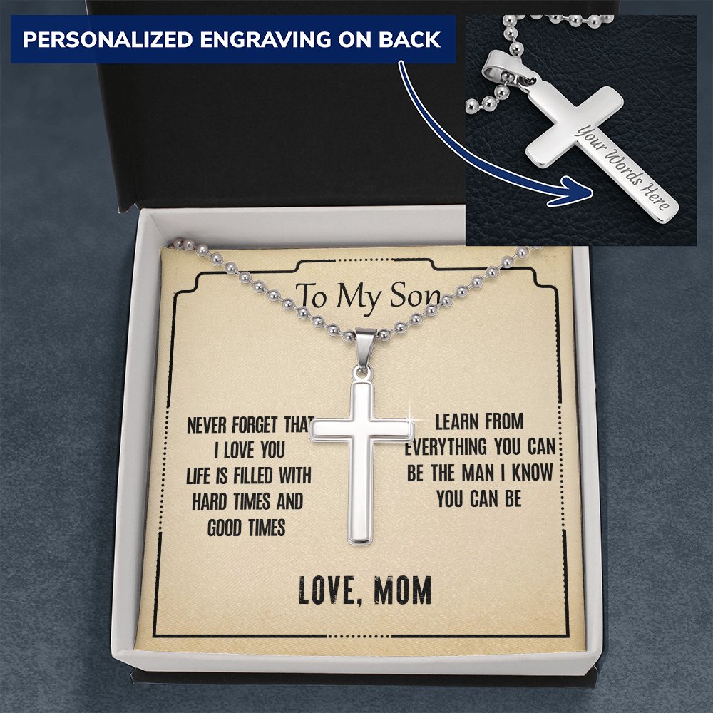 To My Son Cross Necklace - Be the Man I know You can Be - Emavo Gift