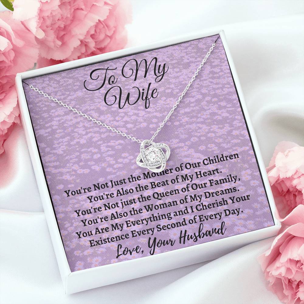 To My Wife - I Cherish Your Existence Love Knot Necklace - Emavo Gift