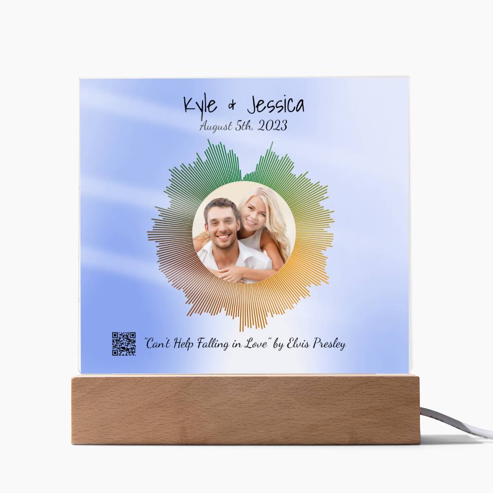 Wedding Song Acrylic Plaque - Custom Soundwave Art with QR Code - Spotify Plaque Wedding Gift with Optional LED Base - Emavo Gift