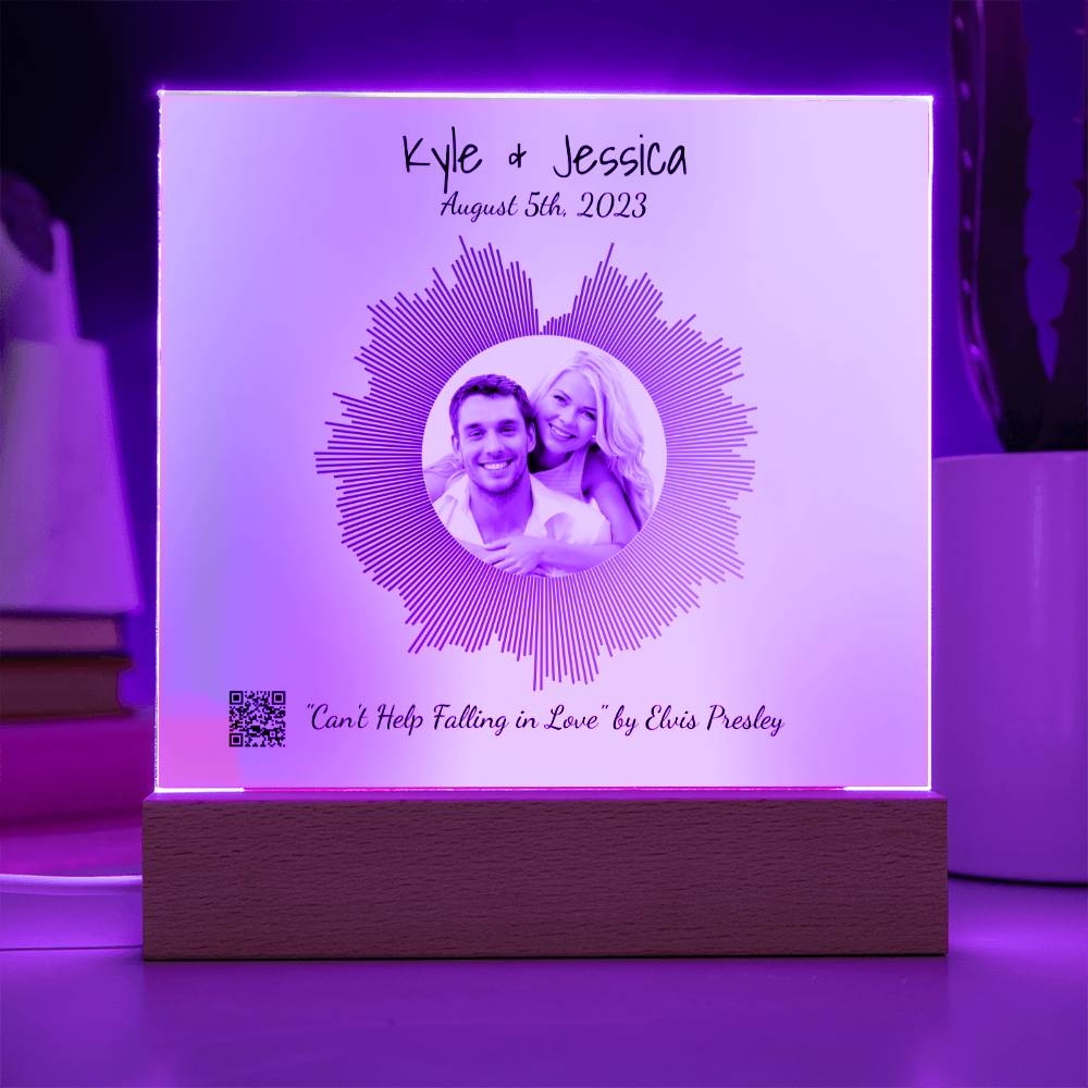 Wedding Song Acrylic Plaque - Custom Soundwave Art with QR Code - Spotify Plaque Wedding Gift with Optional LED Base - Emavo Gift